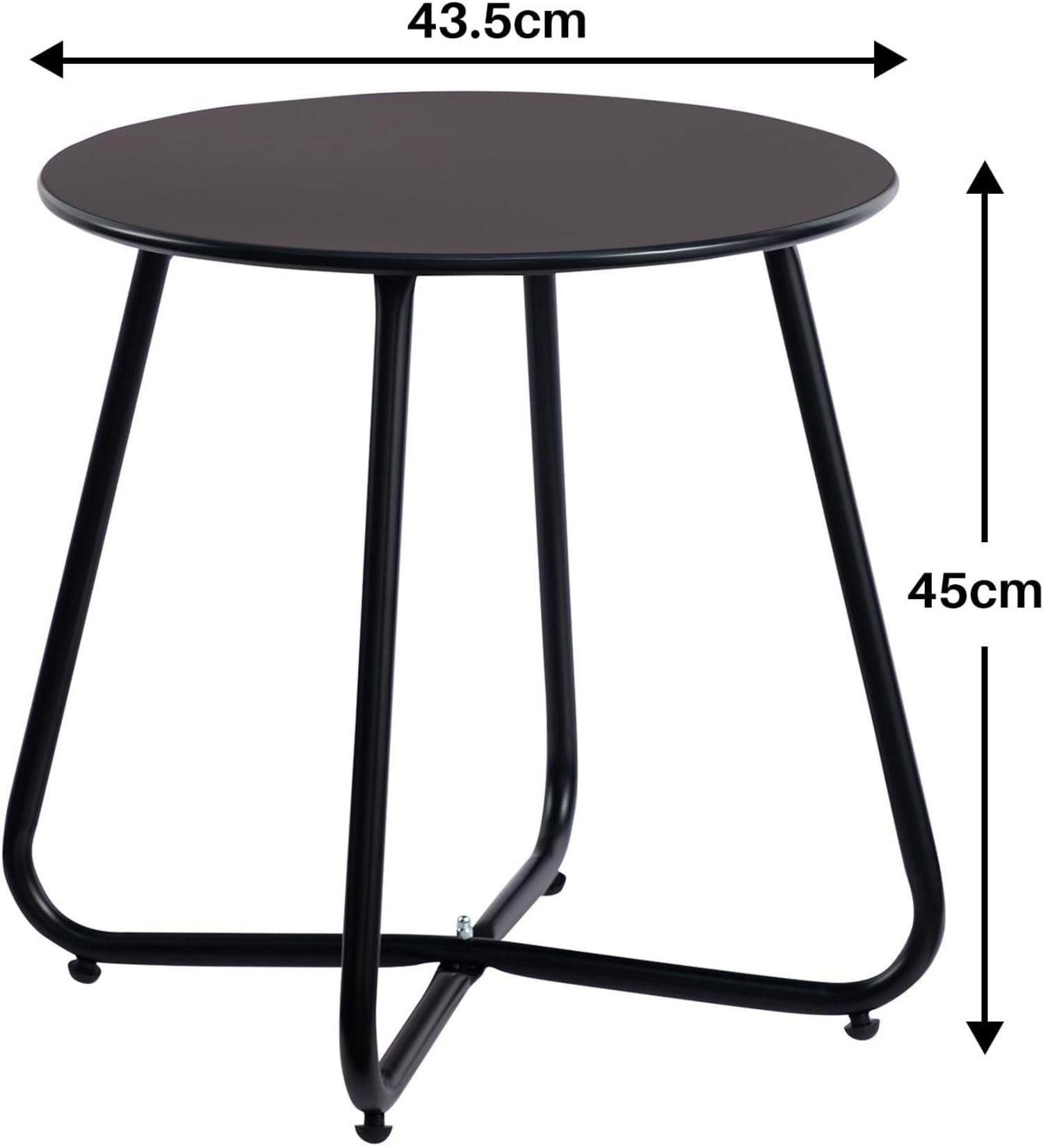 Beistelltisch Outdoor Balkon Gartentisch Rund Metall Schwarz