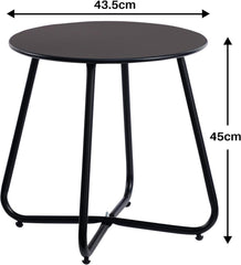 Beistelltisch Outdoor Balkon Gartentisch Rund Metall Schwarz