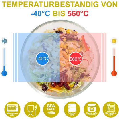 Vorratsdosen Glas rund Deckel Salatschüssel 12er-Set