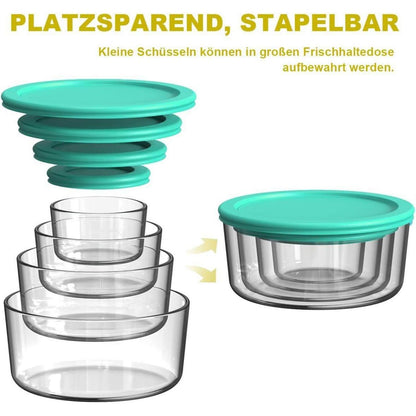 Vorratsdosen Glas rund Deckel Salatschüssel 12er-Set