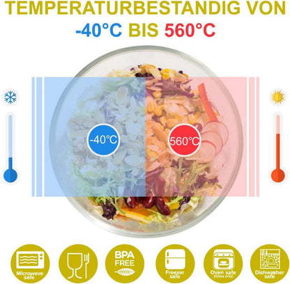 Vorratsdosen Glas Salatschüssel mit Deckel rund 12er-Set