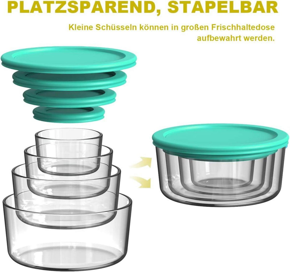 Vorratsdosen Glas Salatschüssel mit Deckel 12er-Set