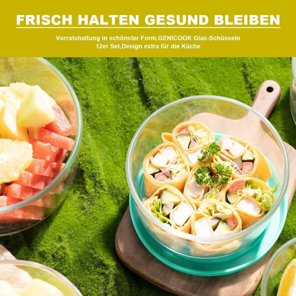 Vorratsdosen Glas Schüssel rund mit Deckel - Salatschüssel