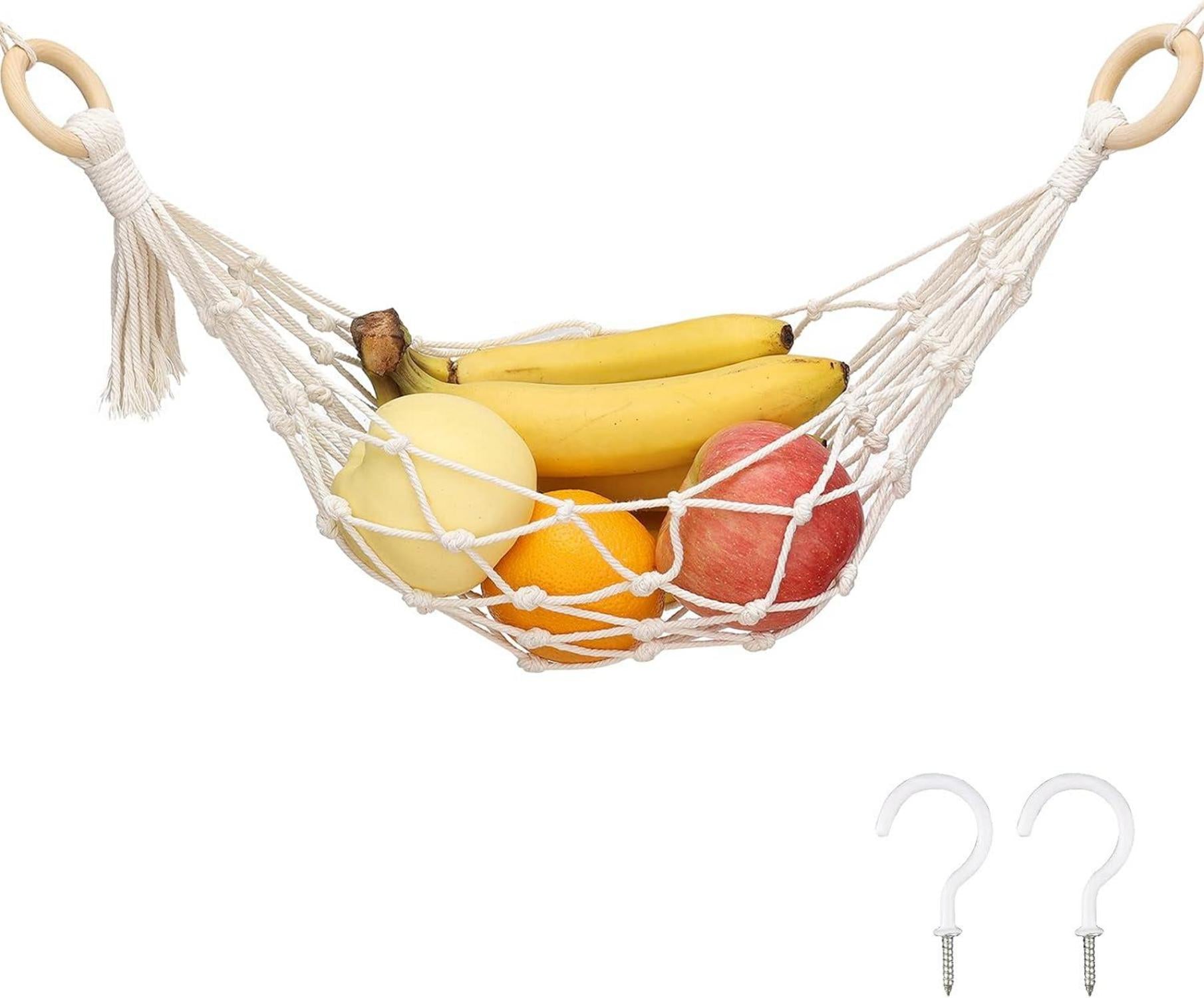 Frucht Gemüse Hängematte mit Schraubhaken Platzsparend 100% Baumwolle