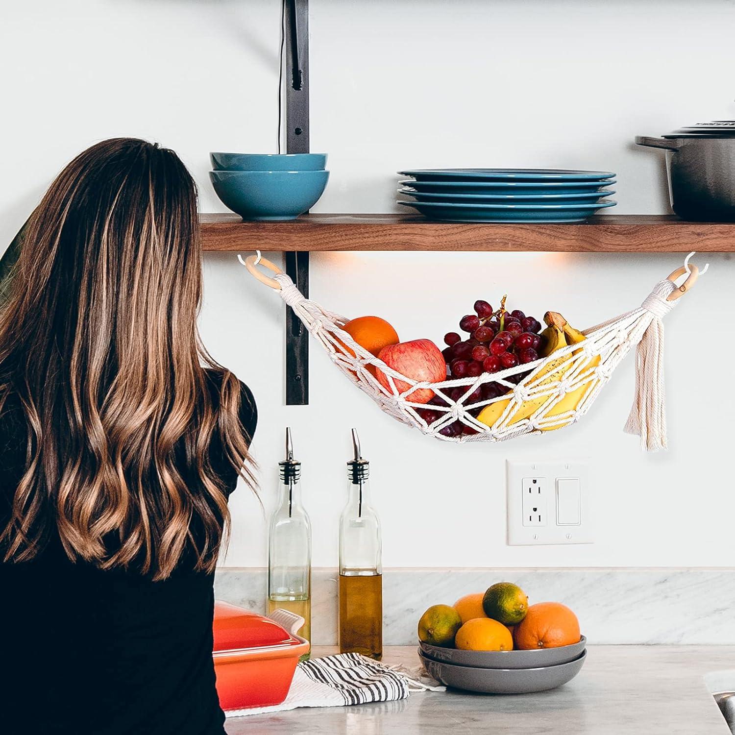 Fruchthänger 60cm Baumwolle 2 Schraubhaken Platzsparend Küche Gemüse Obst