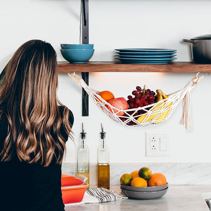 Fruchthänger 60cm Baumwolle 2 Schraubhaken Platzsparend Küche Gemüse Obst
