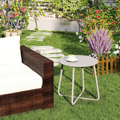 Beistelltisch Outdoor Gartentisch Balkontisch Runder Patio Metalltisch Terrasse Grau