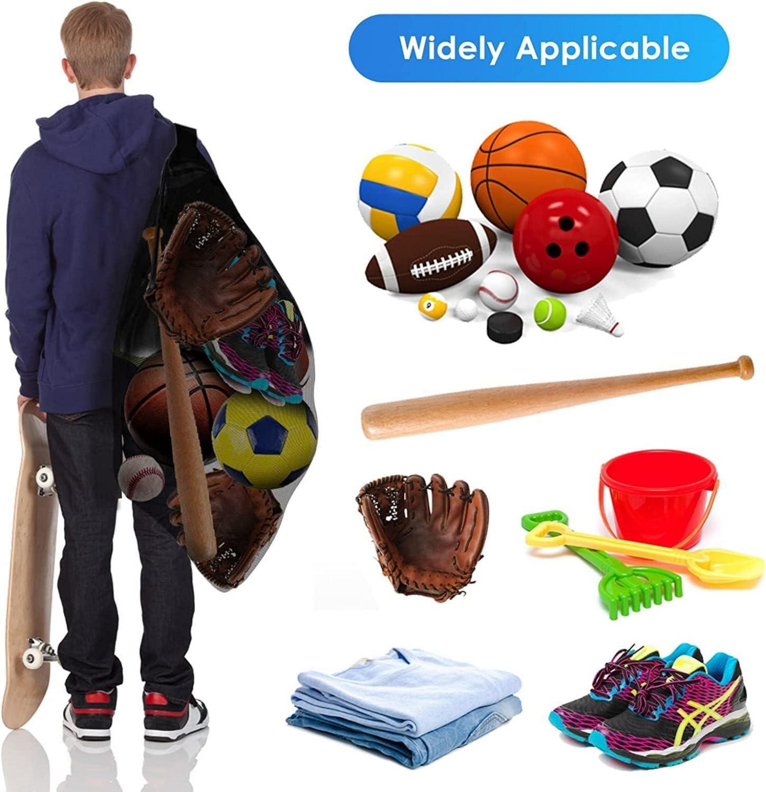 Große Sportballtasche aus Netzgewebe, verstellbarer Schultergurt, Basketball Volleyball Schwimmausrüstung