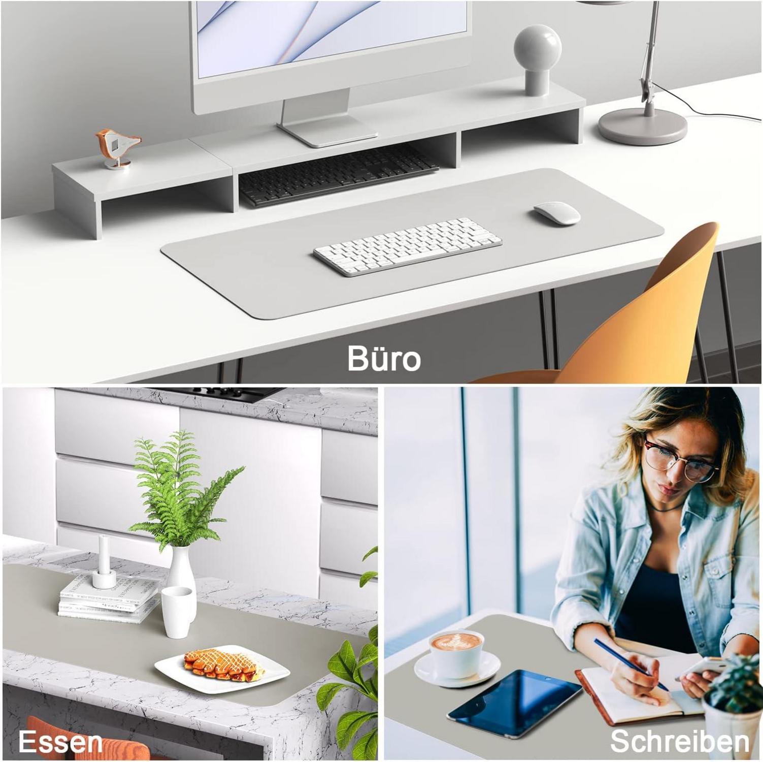 Oterri Schreibtischunterlage Mauspad Doppelseitig 60x35cm Beige Grau