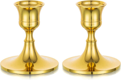 Goldener Kerzenständer 4er Set Vintage Retro Tischdeko 7,5cm