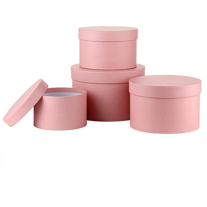 4er Set Runde Geschenkboxen mit Deckel in