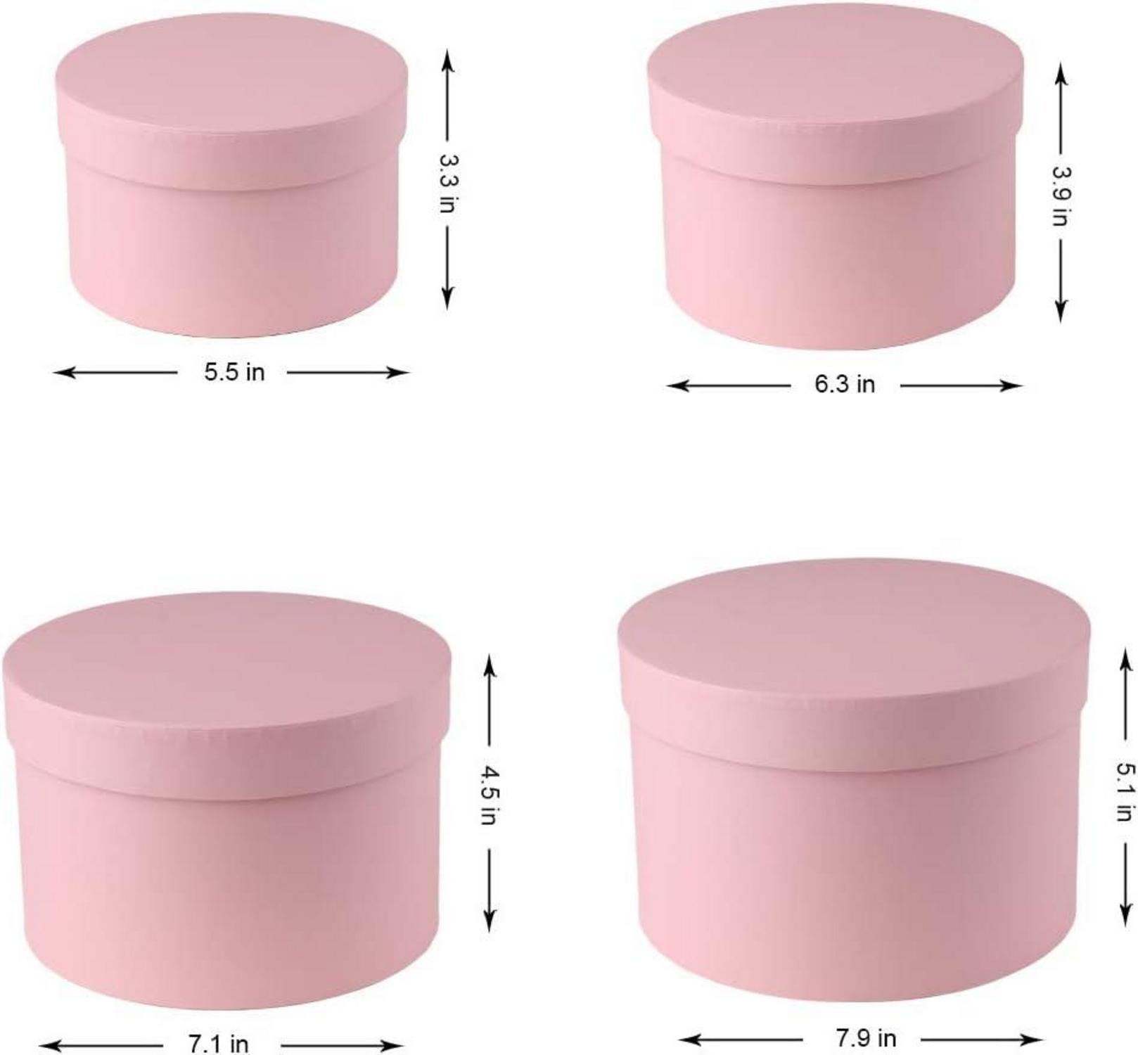 4er Set Runde Geschenkboxen mit Deckel in