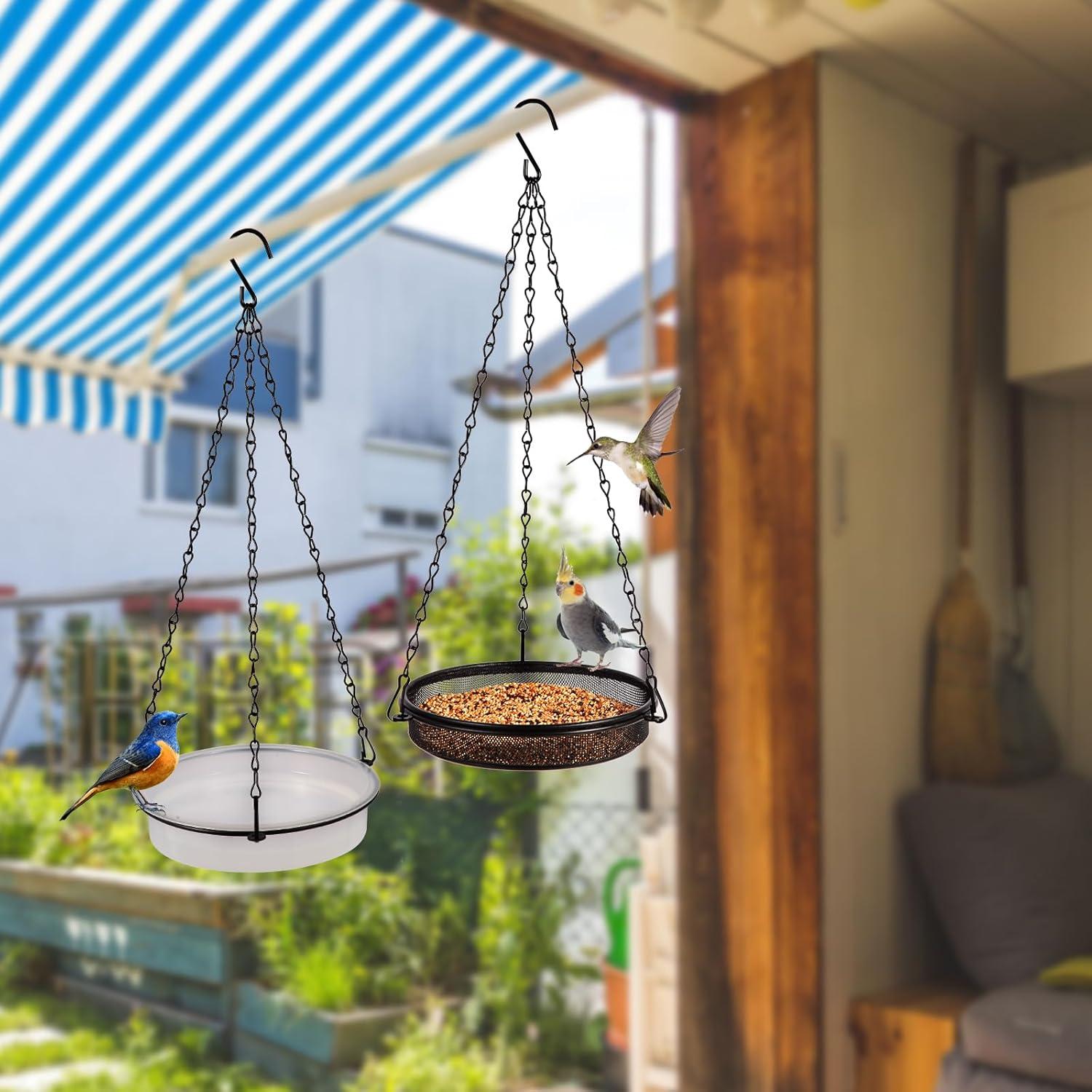 Vogelfutterspender Set Metall Aufhängen 18x18x3cm ∅18cm für Vögel im Garten
