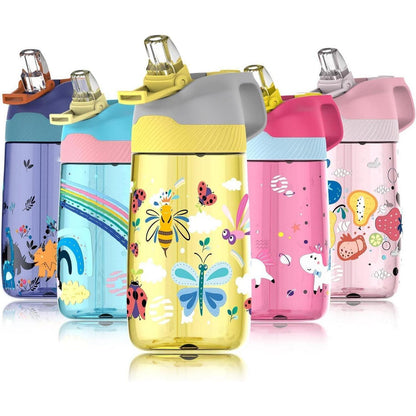 Kinder Trinkflasche mit Strohhalm 450ml aus Tritan - BPA