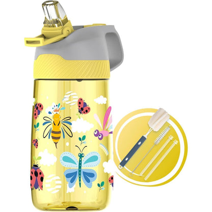 Kinder Trinkflasche mit Strohhalm 450ml aus Tritan - BPA