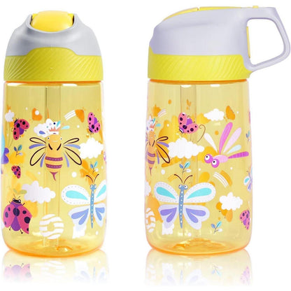 Kinder Trinkflasche mit Strohhalm 450ml aus Tritan - BPA