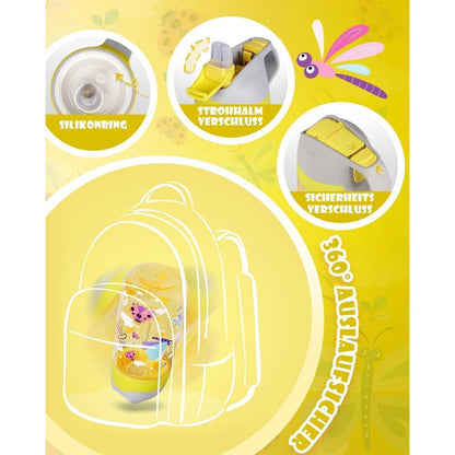 Kinder Trinkflasche mit Strohhalm 450ml aus Tritan - BPA