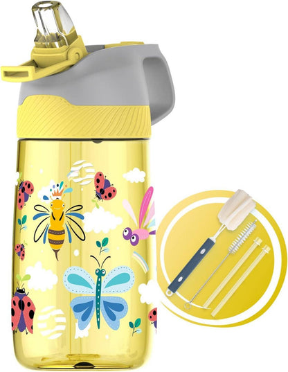 Kinder Trinkflasche mit Strohhalm 450ml aus Tritan - BPA