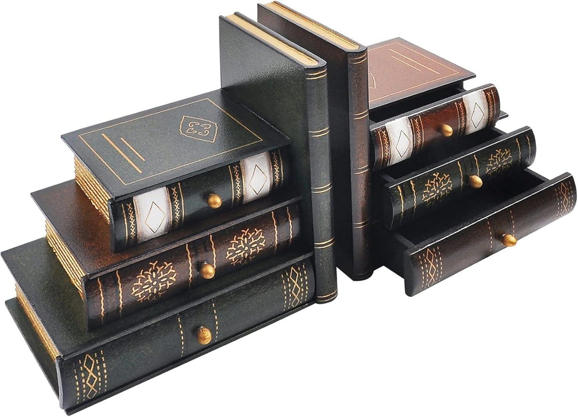 Dekorative Vintage Buchstützen aus Holz für Büro oder Bibliothek