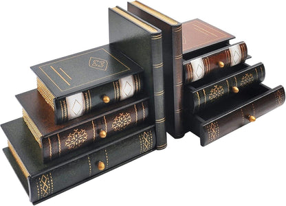 Dekorative Vintage Buchstützen aus Holz für Büro oder Bibliothek
