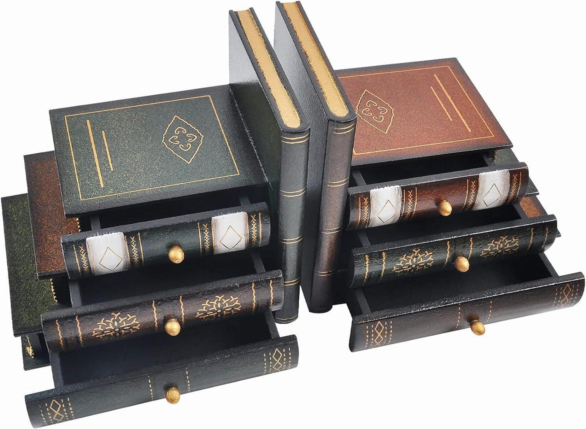 Dekorative Vintage Buchstützen aus Holz für Büro oder Bibliothek