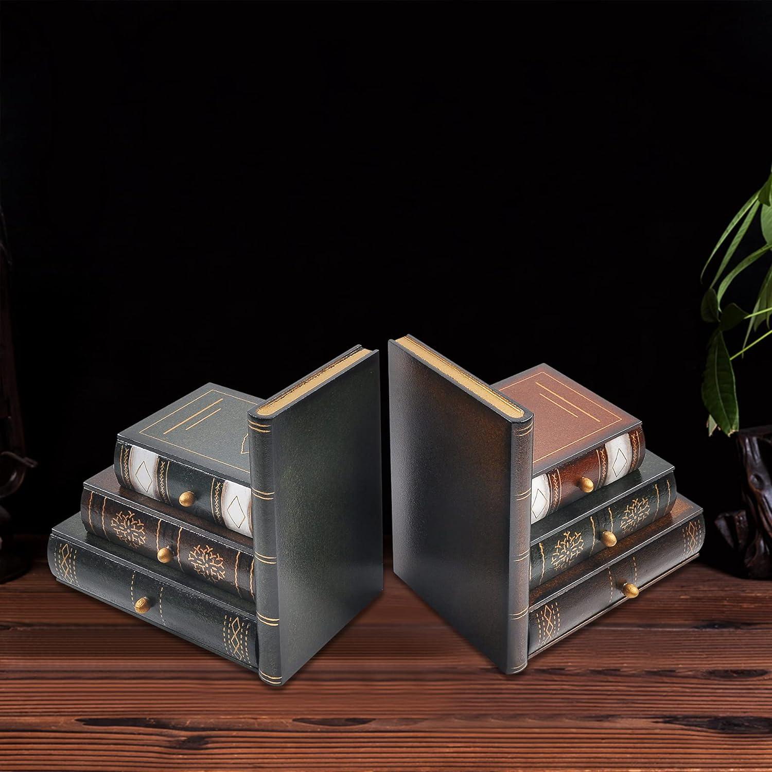 Vintage Buchstützen aus Holz - Dekorative Organizer für Büro und