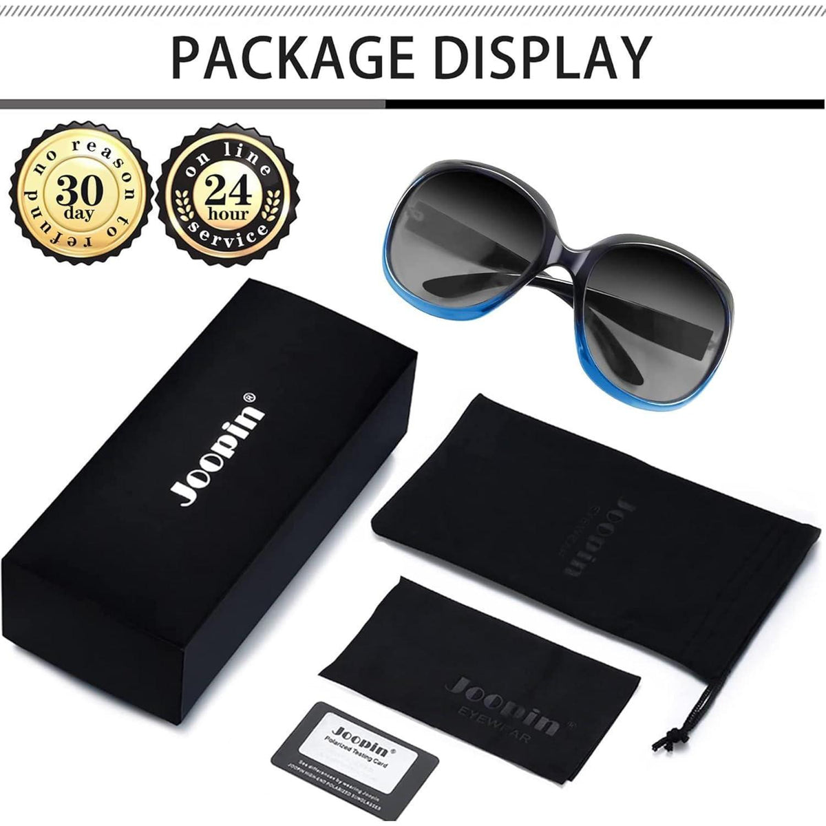Übergroße Damen Sonnenbrille polarisiert UV400 Schutz Blau/Hellgrau