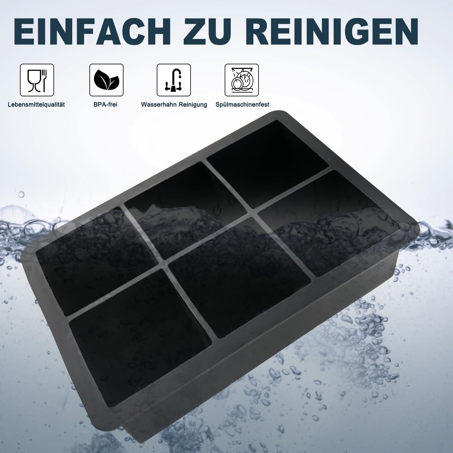 Silikon-Eiswürfelform 2er-Pack große Eiswürfel flexibel BPA-frei