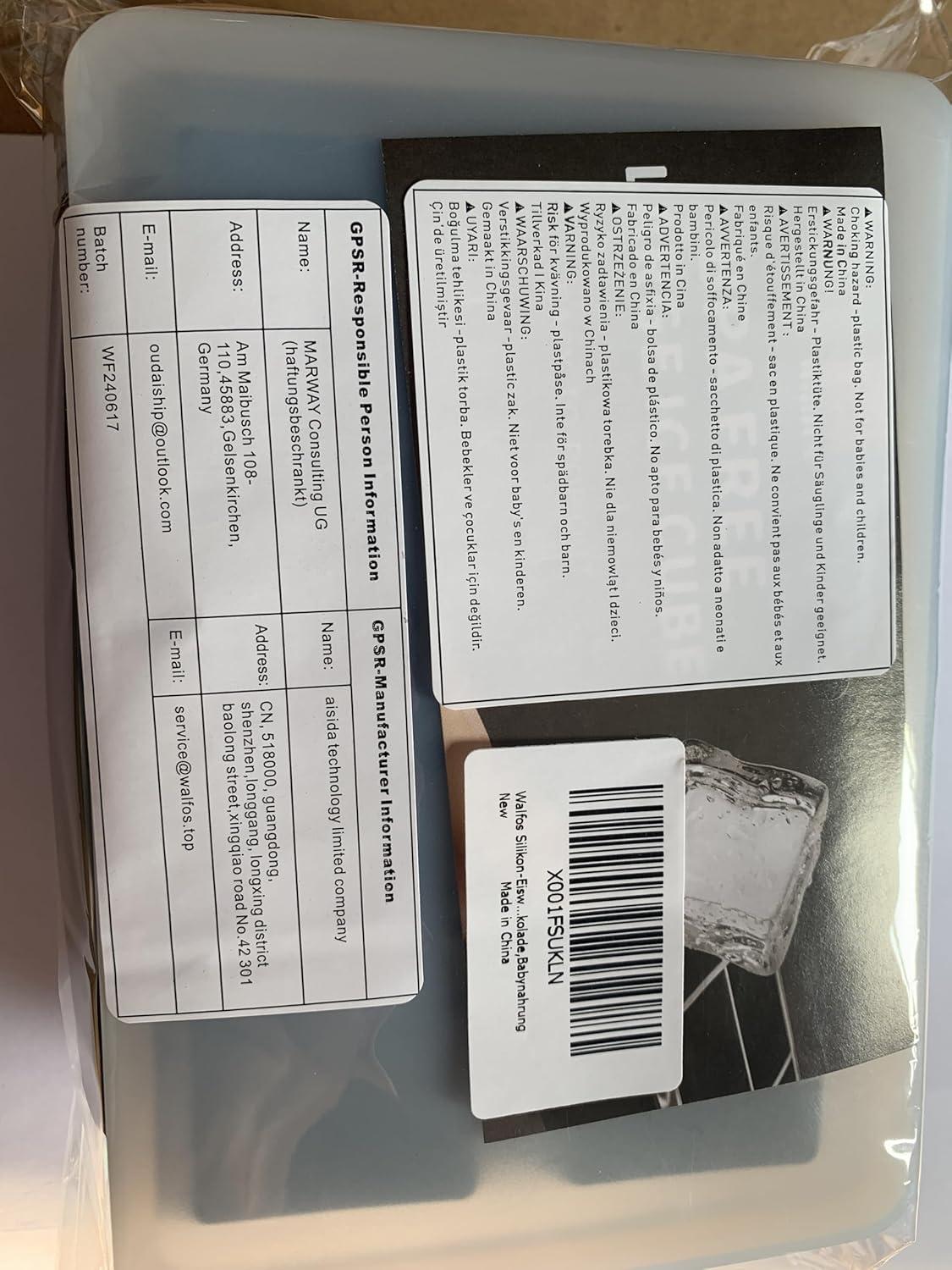 Walfos Silikon-Eiswürfelform 2er-Pack große flexible Eiswürfel mit Deckel BPA-frei