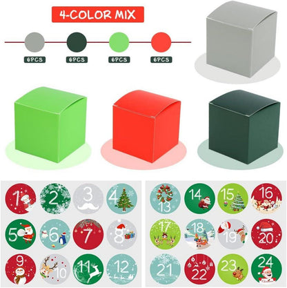 DIY Adventskalender Kisten Set 24 Schachteln Rot Grün Grau