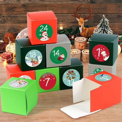 Adventskalender zum Befüllen 24 DIY Kisten Set Kinder Rot Grün Grau