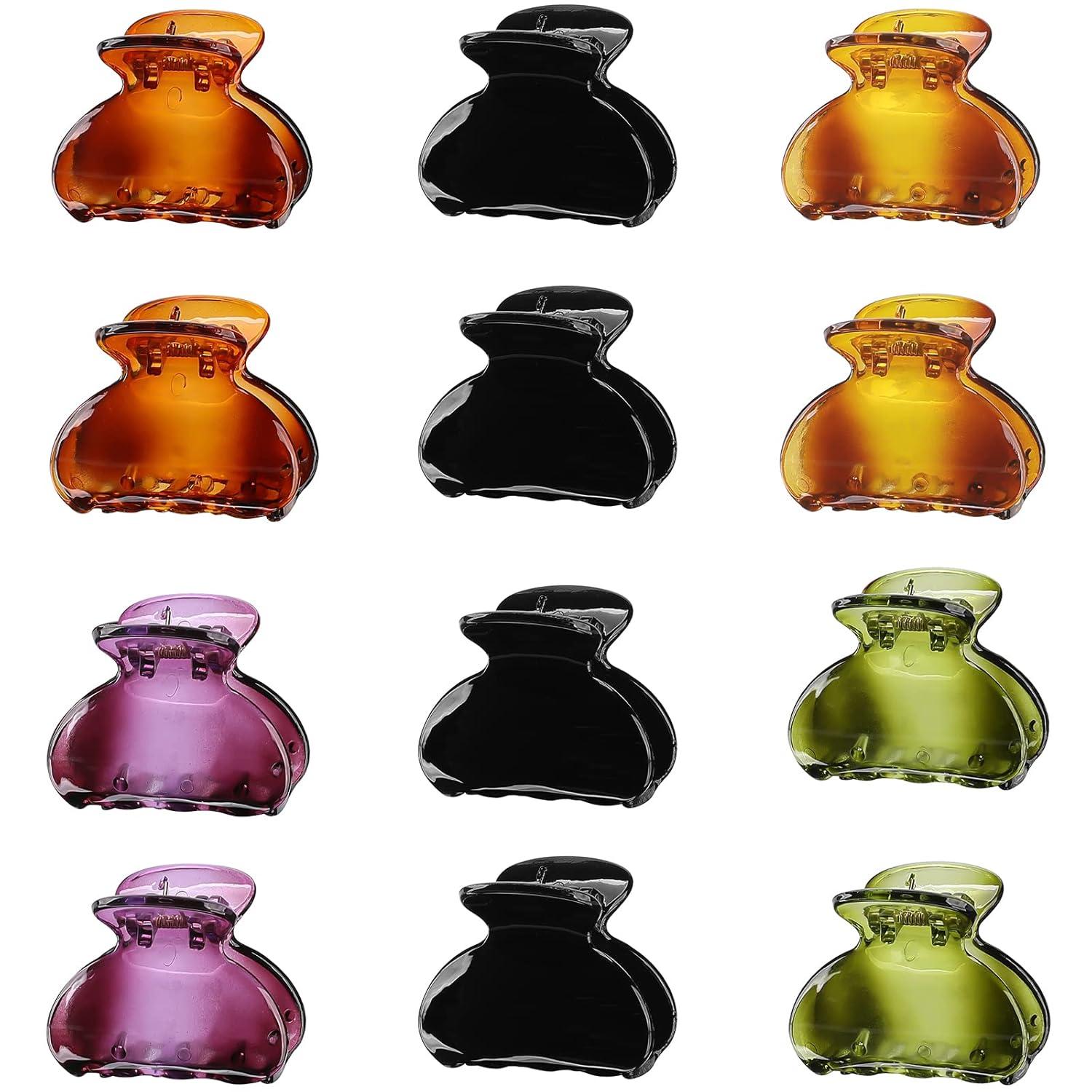 12er Set Mini Haarklammern Acryl Haarspangen 4cm - Leuchtende Hair