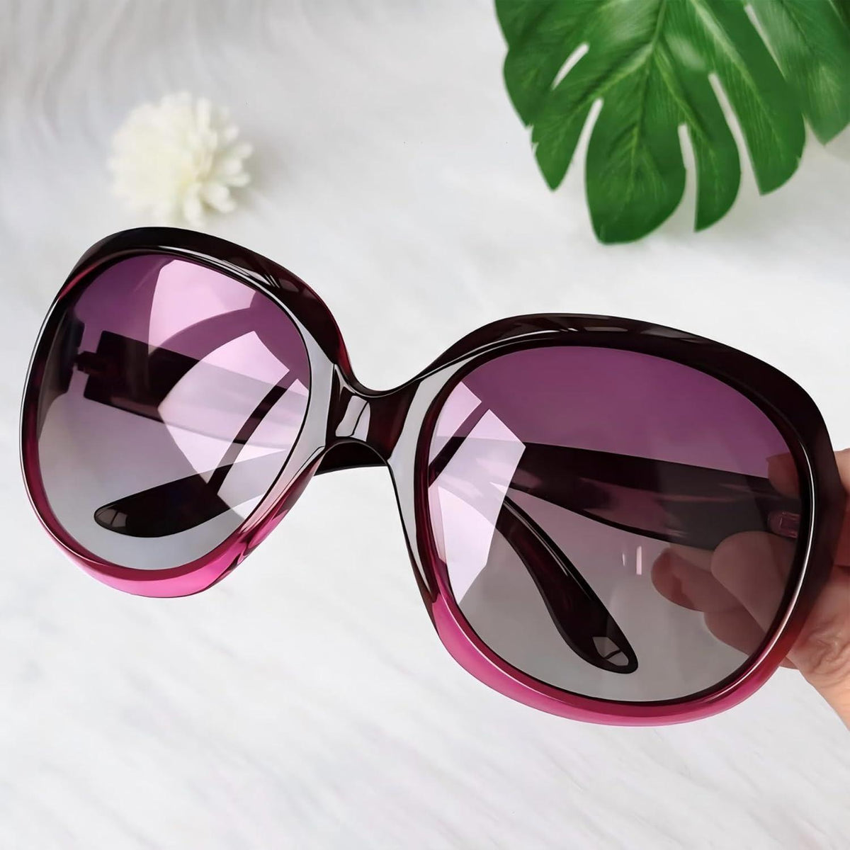 Übergroße Damen Sonnenbrille polarisiert UV400 Lila