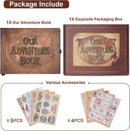 JIMBON Fotoalbum DIY Scrapbook Groß 180 Seiten Familien Hochzeit 25*20cm Brown