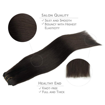 Clip-in Haarverlängerung Echthaar Dunkelbraun 60cm 150g
