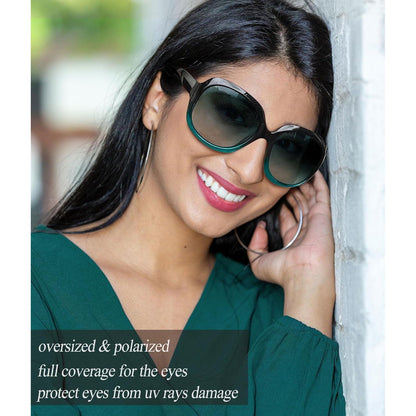 Übergroße Damen Sonnenbrille polarisiert UV400 Schutz Grün