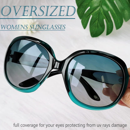 Übergroße Damen Sonnenbrille polarisiert UV400 Schutz Grün