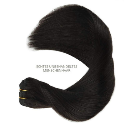 Clip-in Haarverlängerung Echthaar Schwarz 45cm 150g