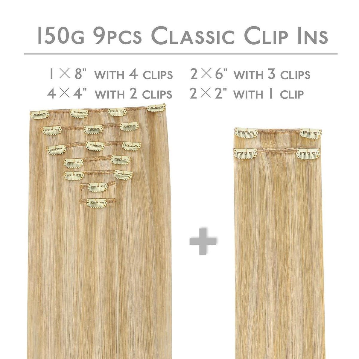Echthaar Clip Ins Hellblond Highlights 40cm