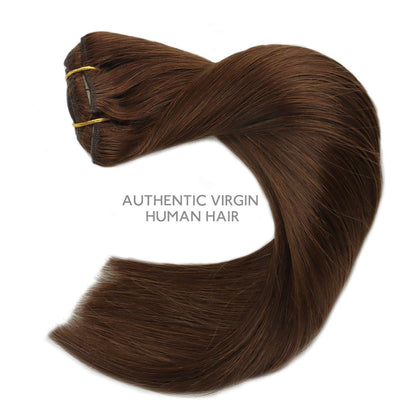 Echthaar Clip-Ins Schokoladenbraun 40cm 150g
