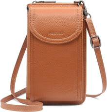 Handytasche Damen Leder RFID Umhängetasche Braun