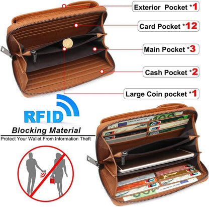 Handytasche Damen Umhängetasche RFID Schutz Echtleder 12