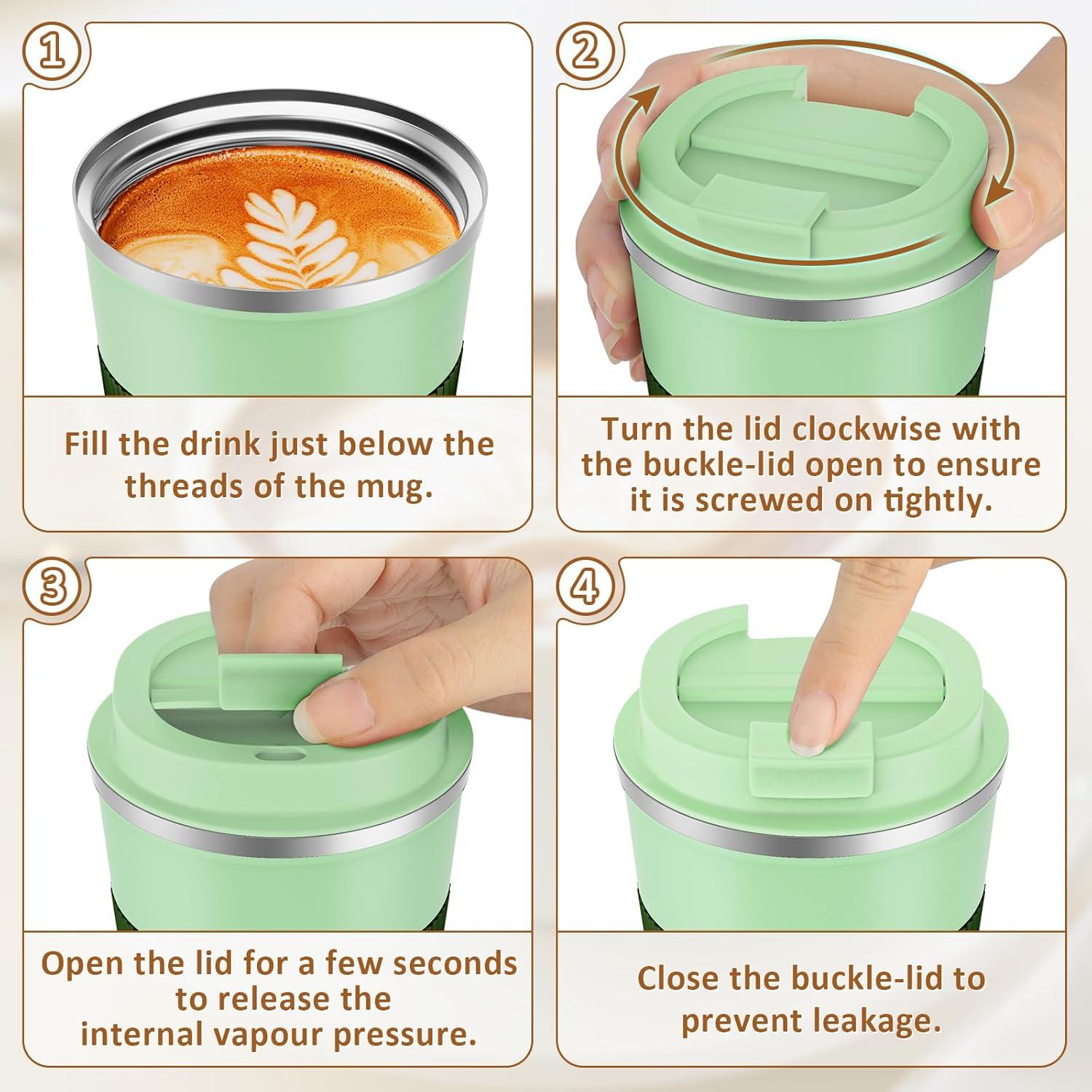 Kaffeebecher to go, Thermobecher 510ml, Doppelwandig Grün