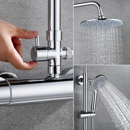 Duscharmatur mit Thermostat Höhenverstellbar Regendusche 23x23cm
