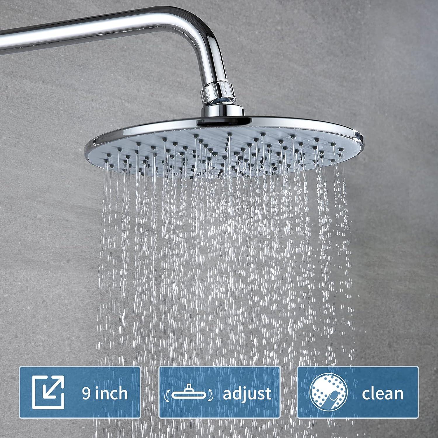 Auralum Duscharmatur Thermostat Edelstahl Höhenverstellbar Regendusche Kopfbrause Handbrause