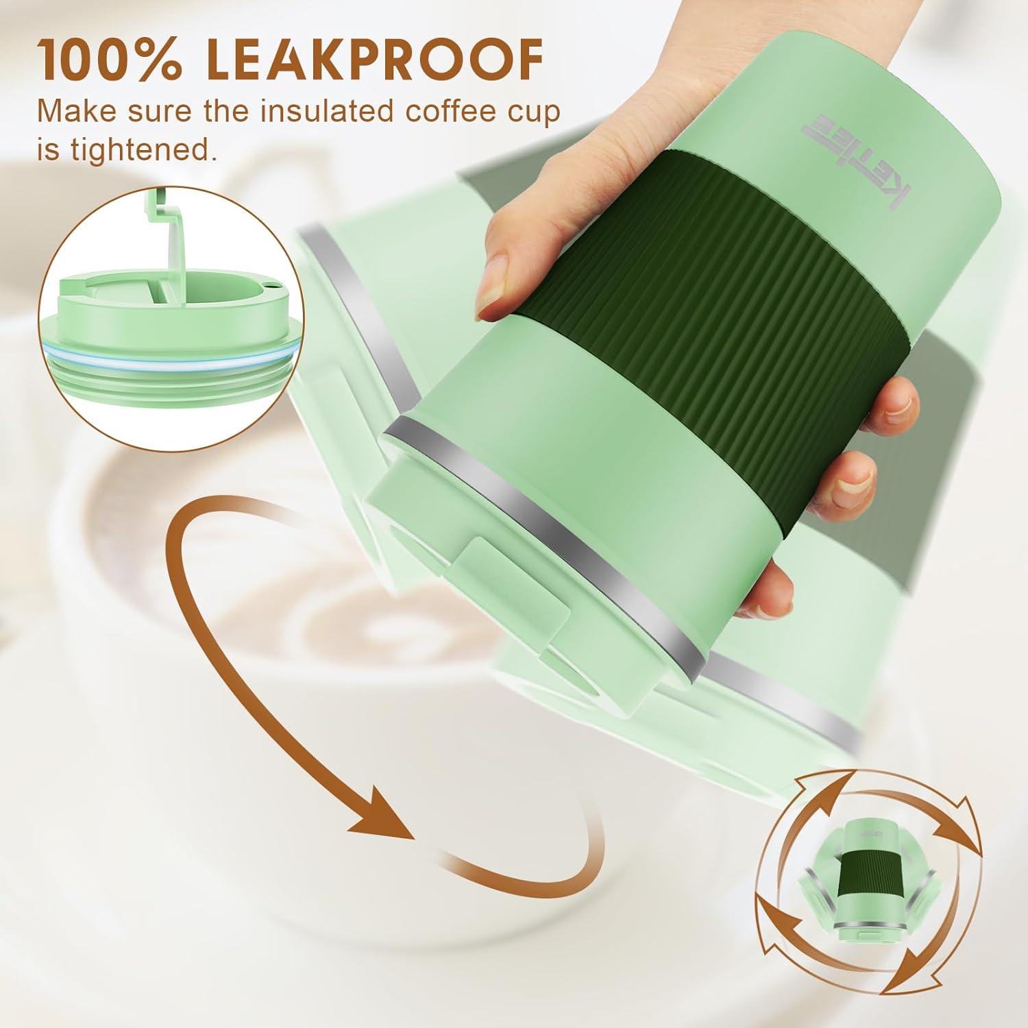 Isolierter Kaffeebecher 380ml Thermobecher Trinkbecher to go Grün