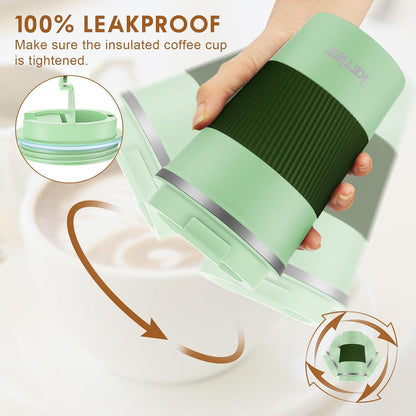 Isolierter Kaffeebecher 380ml Thermobecher Trinkbecher to go Grün