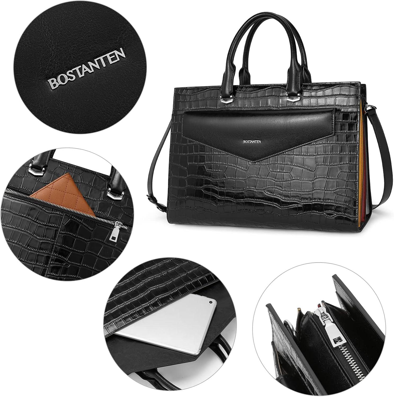 BOSTANTEN Damen Aktentasche Leder 15.6 Zoll Schultertasche Business