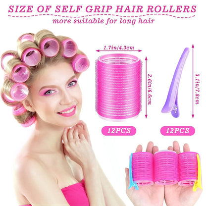 Lockenwickler Set 24 Stücke Jumbo Selbsthaftend Hair Rollers
