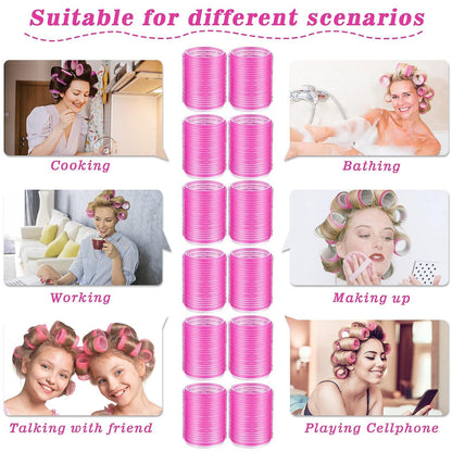 Lockenwickler Set 24 Stücke Jumbo Groß Selbsthaftend Hair Rollers Entenschnabel